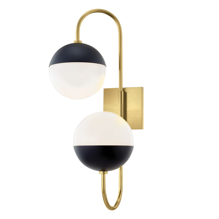 Mitzi H344102B-AGB/BK Two Light Wall Sconce, Aged Brass/Black