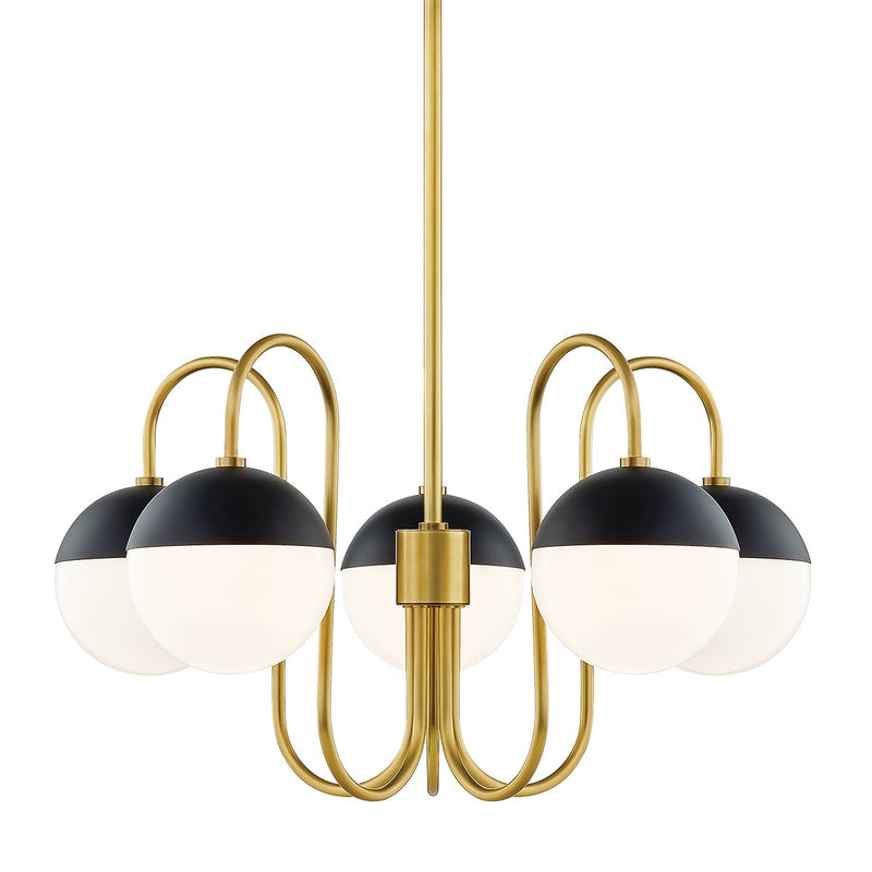 Mitzi H344805-AGB/BK Five Light Chandelier, Aged Brass/Black