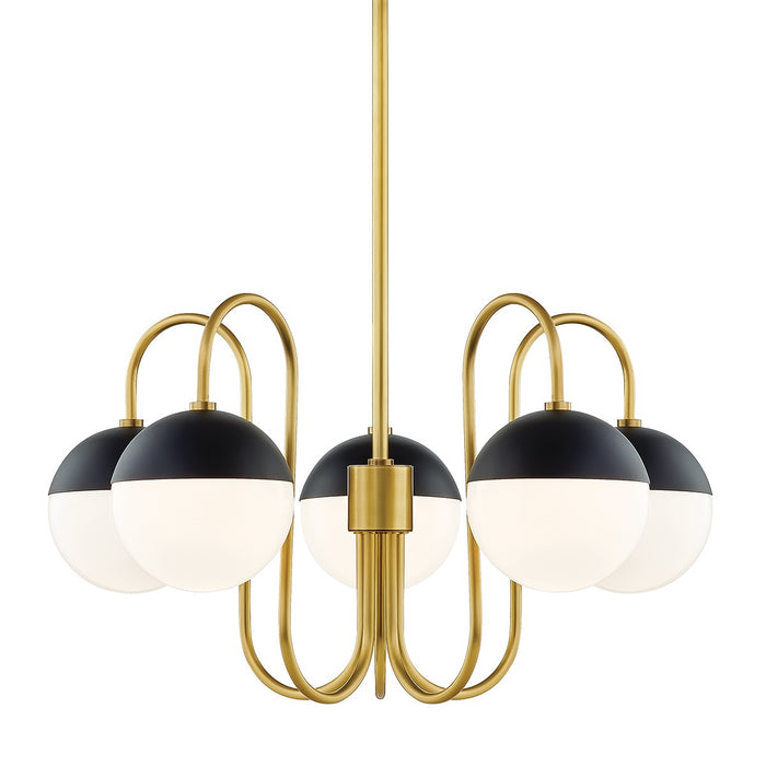 Mitzi H344805-AGB/BK Five Light Chandelier, Aged Brass/Black