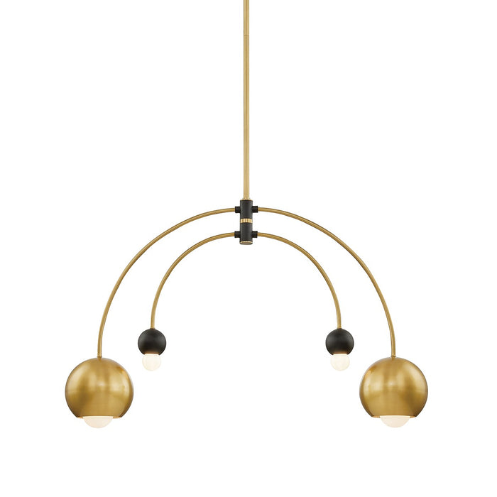 Mitzi H348804-AGB/BK Four Light Chandelier, Aged Brass/Black