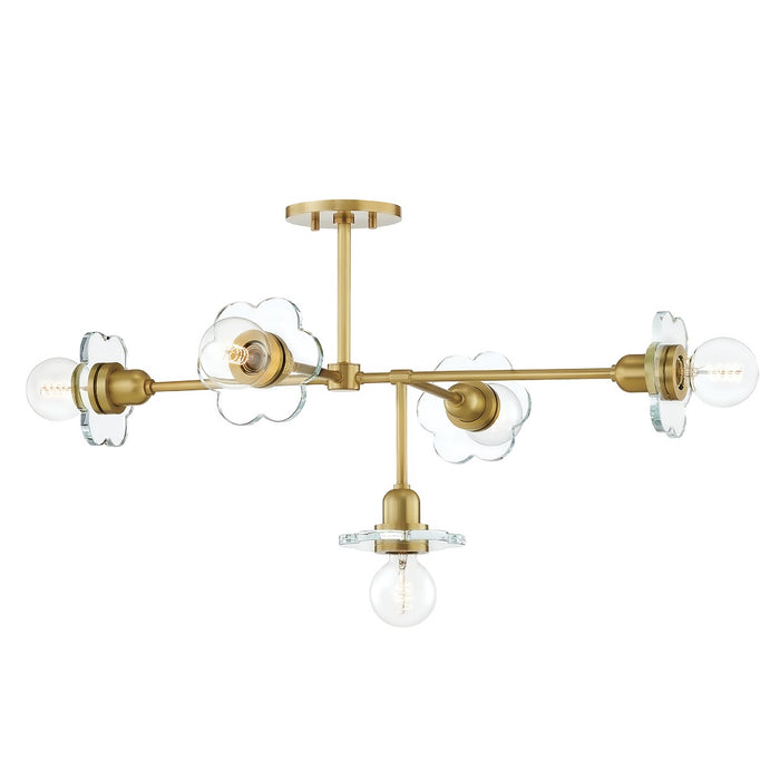 Mitzi H357805-AGB Five Light Chandelier, Aged Brass