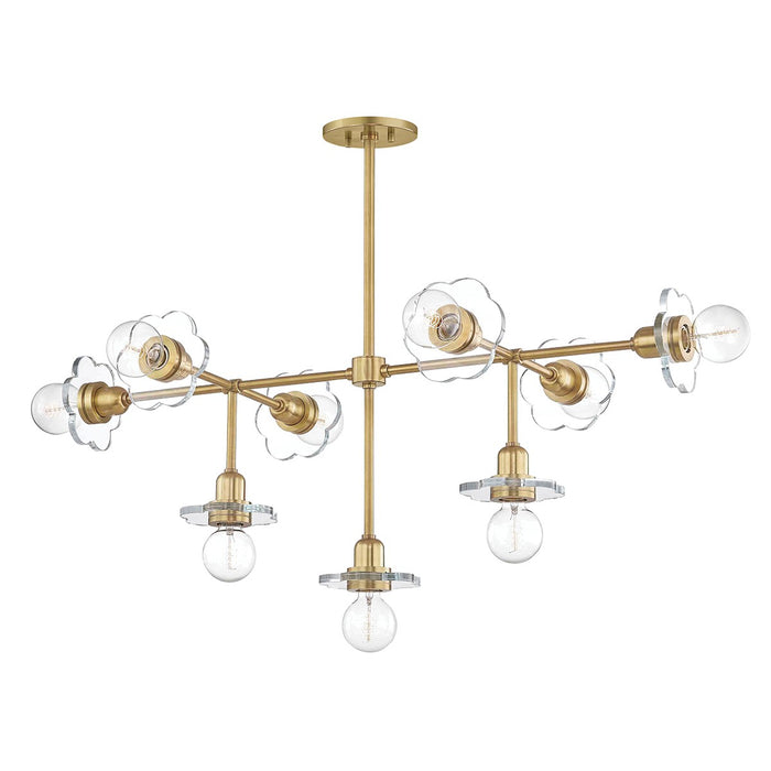 Mitzi H357809-AGB Nine Light Chandelier, Aged Brass