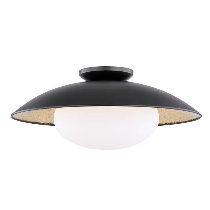 Mitzi H368601L-BLK/GL One Light Semi Flush Mount, Black Lustro/Gold Leaf Combo
