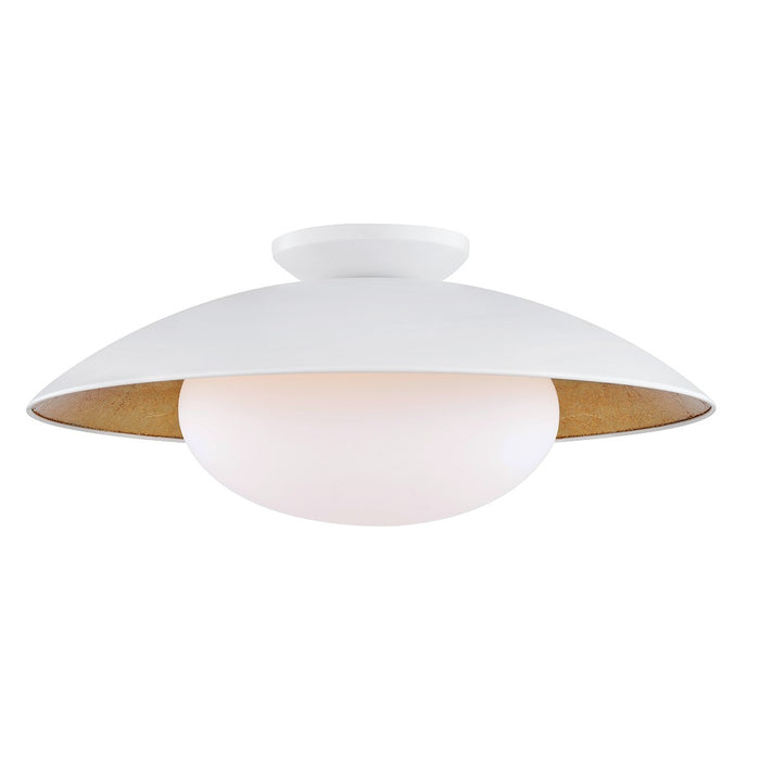 Mitzi H368601L-WH/GL One Light Semi Flush Mount, White Lustro/Gold Leaf Combo