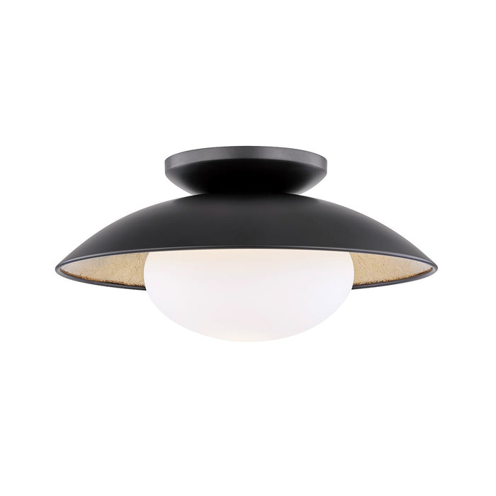 Mitzi H368601M-BLK/GL One Light Semi Flush Mount, Black Lustro/Gold Leaf Combo