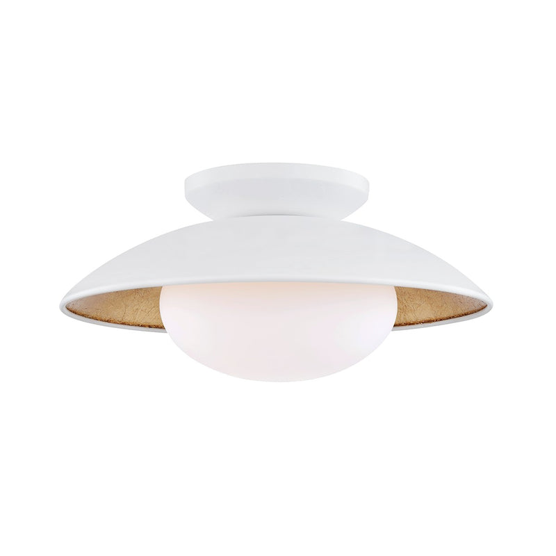 Mitzi H368601M-WH/GL One Light Semi Flush Mount, White Lustro/Gold Leaf Combo