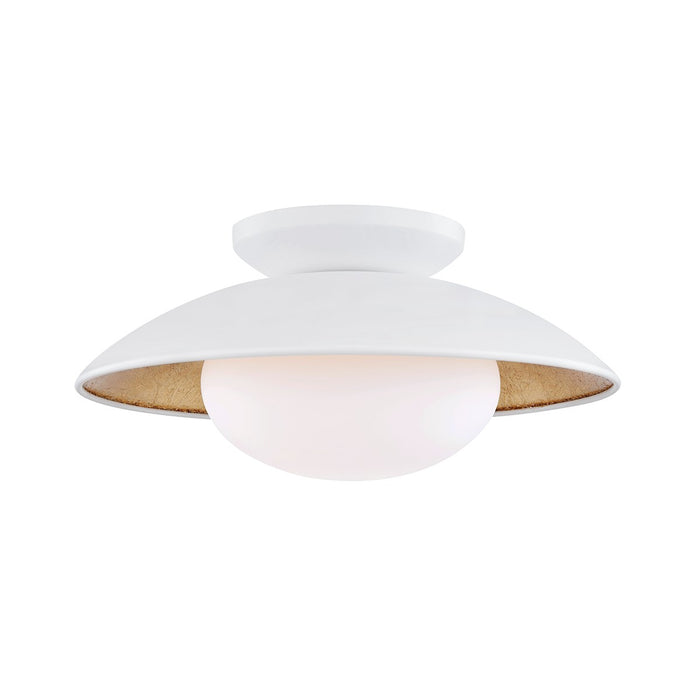Mitzi H368601M-WH/GL One Light Semi Flush Mount, White Lustro/Gold Leaf Combo