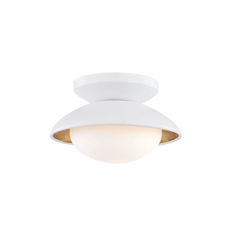 Mitzi H368601S-WH/GL LED Semi Flush Mount, White Lustro/Gold Leaf Combo