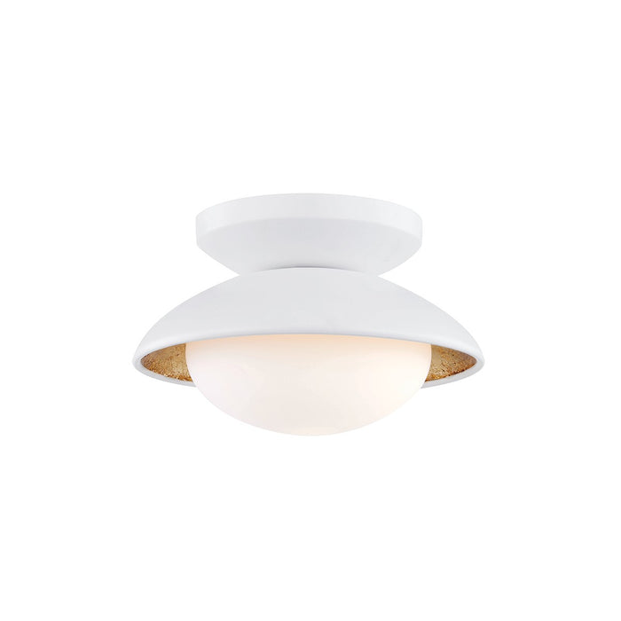 Mitzi H368601S-WH/GL LED Semi Flush Mount, White Lustro/Gold Leaf Combo