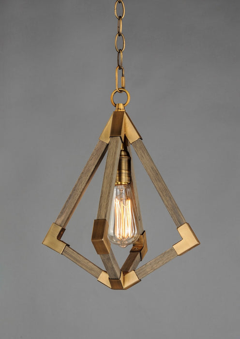 Maxim 12259WOAB One Light Pendant, Weathered Oak / Antique Brass