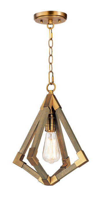 Maxim 12259WOAB One Light Pendant, Weathered Oak / Antique Brass