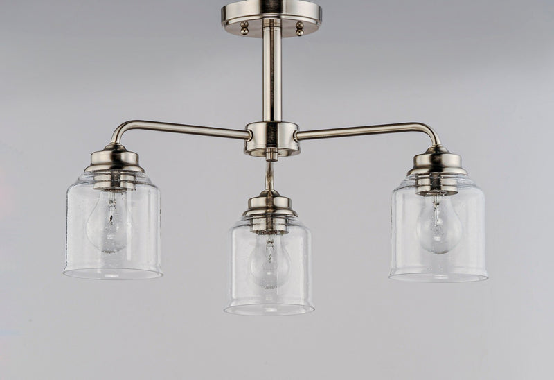 Maxim 12260CDSN Three Light Semi-Flush Mount/Chandelier, Satin Nickel