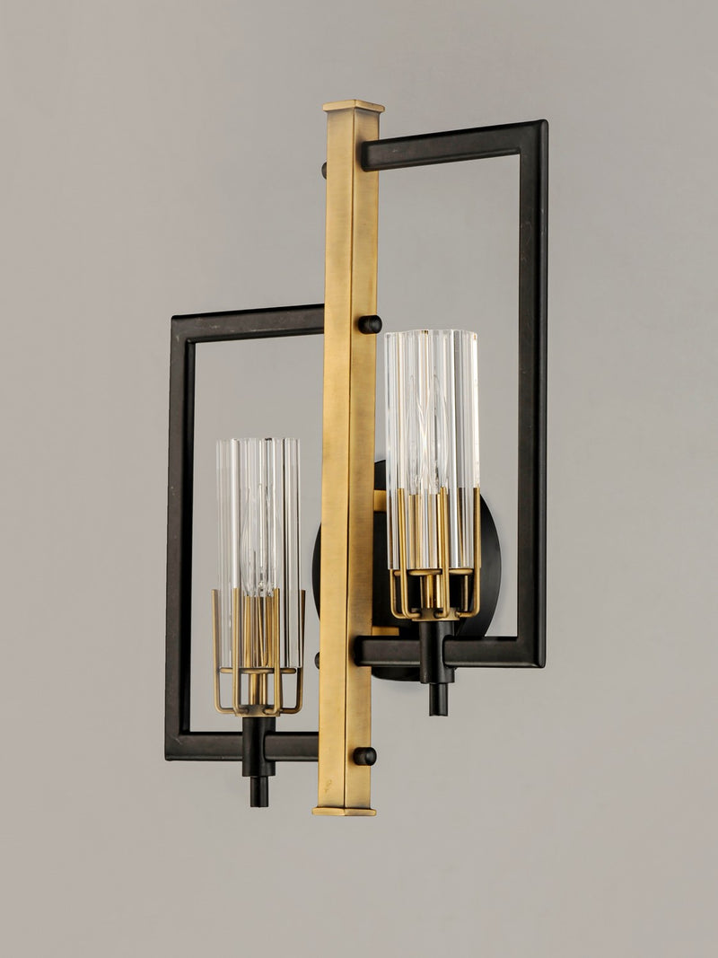 Maxim 16112CLBKAB Two Light Wall Sconce, Black / Antique Brass