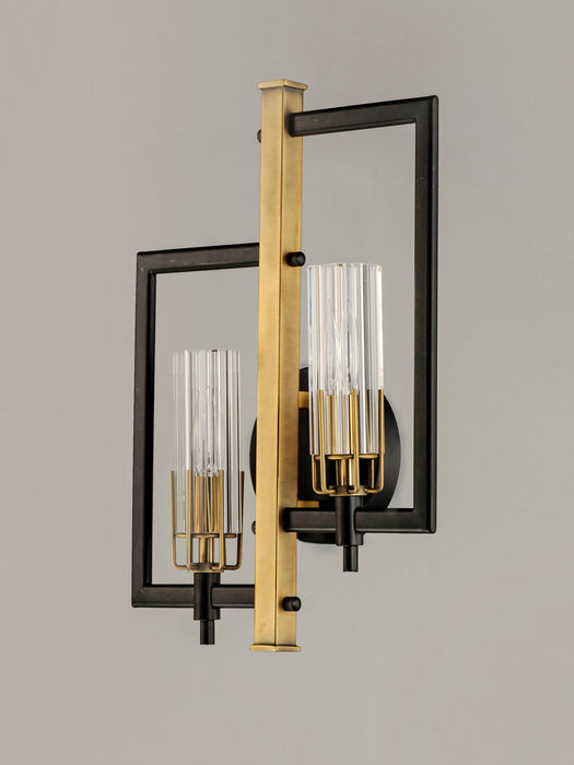 Maxim 16112CLBKAB Two Light Wall Sconce, Black / Antique Brass