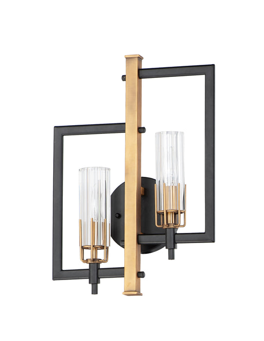 Maxim 16112CLBKAB Two Light Wall Sconce, Black / Antique Brass