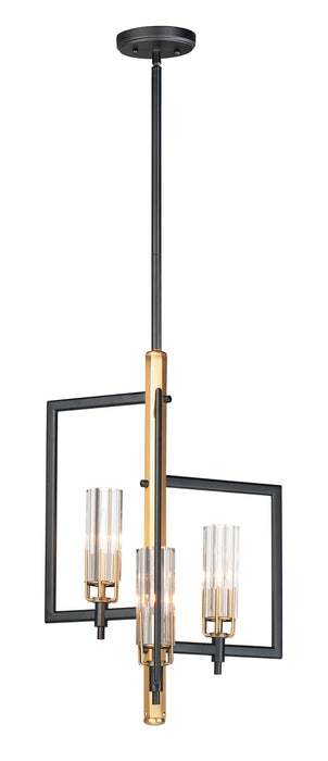 Maxim 16113CLBKAB Three Light Chandelier, Black / Antique Brass
