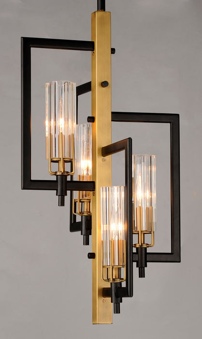 Maxim 16114CLBKAB Four Light Chandelier, Black / Antique Brass