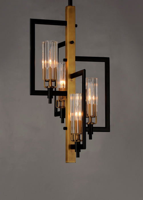 Maxim 16114CLBKAB Four Light Chandelier, Black / Antique Brass