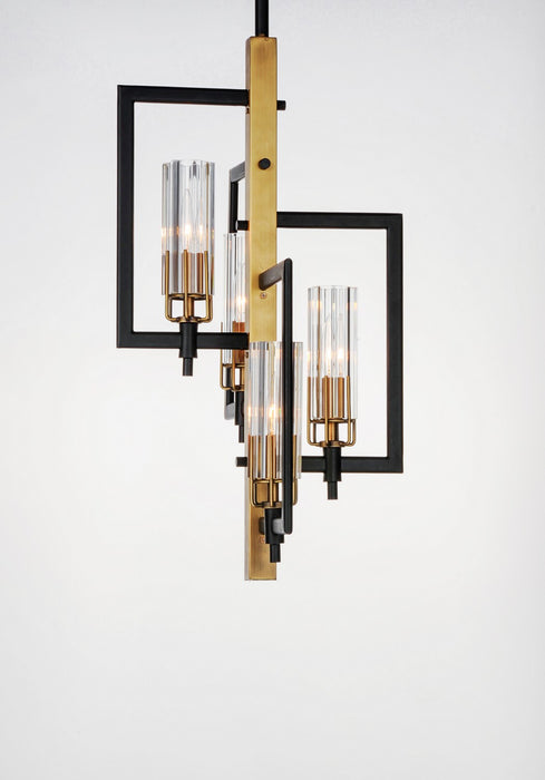 Maxim 16114CLBKAB Four Light Chandelier, Black / Antique Brass