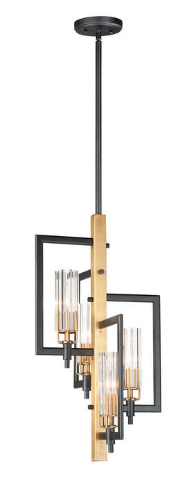 Maxim 16114CLBKAB Four Light Chandelier, Black / Antique Brass