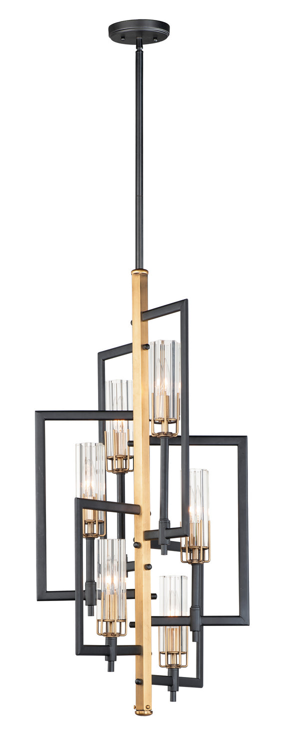 Maxim 16116CLBKAB Six Light Chandelier, Black / Antique Brass