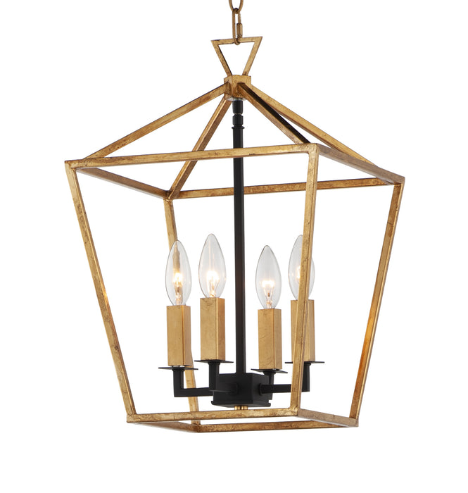 Maxim 25152GLTXB Four Light Chandelier, Gold Leaf / Textured Black