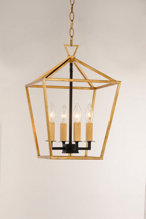 Maxim 25152GLTXB Four Light Chandelier, Gold Leaf / Textured Black
