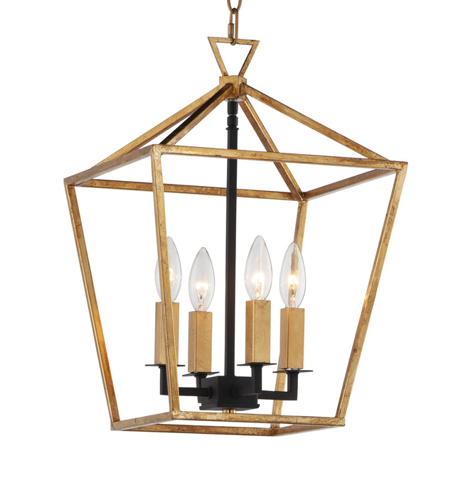 Maxim 25152GLTXB Four Light Chandelier, Gold Leaf / Textured Black