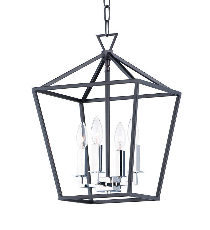 Maxim 25152TXBPN Four Light Chandelier, Textured Black / Polished Nickel