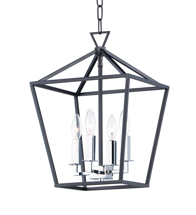 Maxim 25152TXBPN Four Light Chandelier, Textured Black / Polished Nickel