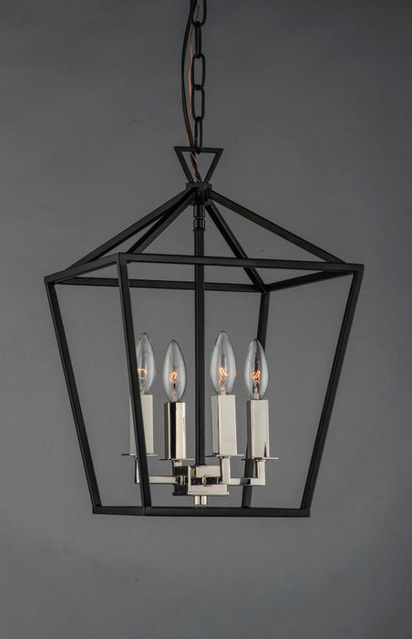 Maxim 25152TXBPN Four Light Chandelier, Textured Black / Polished Nickel