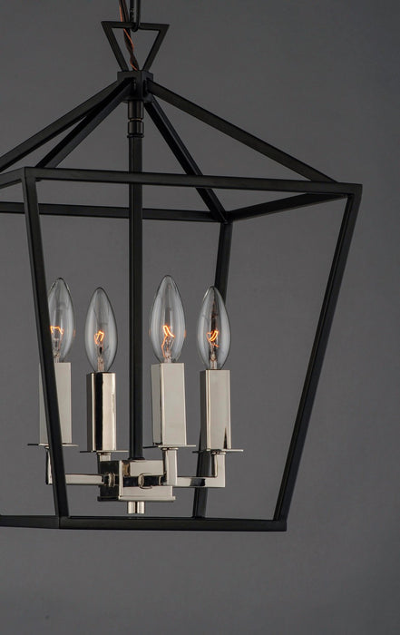 Maxim 25152TXBPN Four Light Chandelier, Textured Black / Polished Nickel