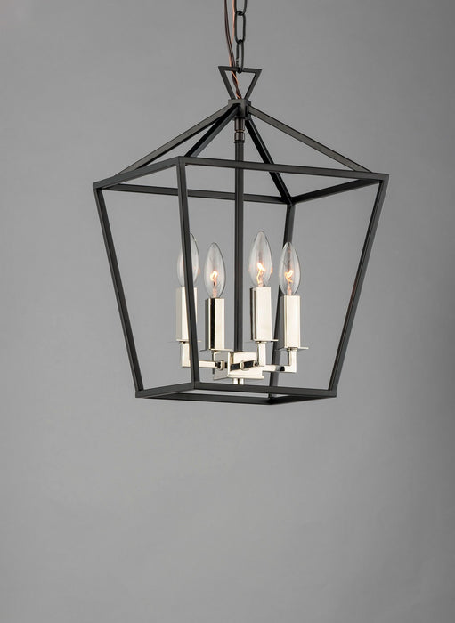 Maxim 25152TXBPN Four Light Chandelier, Textured Black / Polished Nickel