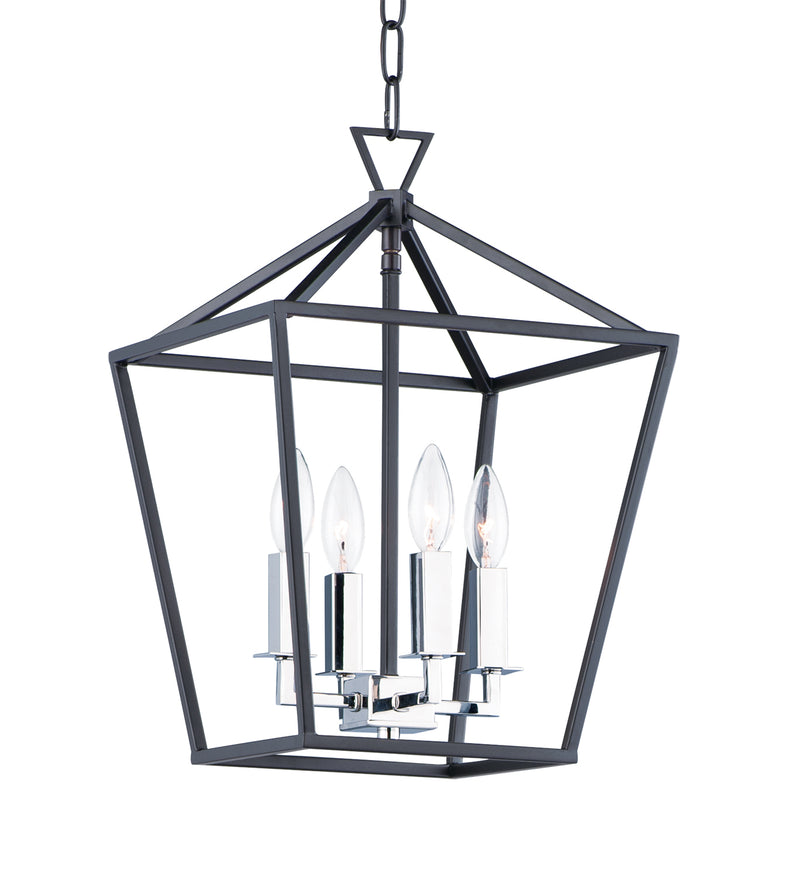 Maxim 25152TXBPN Four Light Chandelier, Textured Black / Polished Nickel