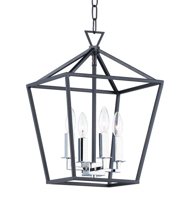 Maxim 25152TXBPN Four Light Chandelier, Textured Black / Polished Nickel