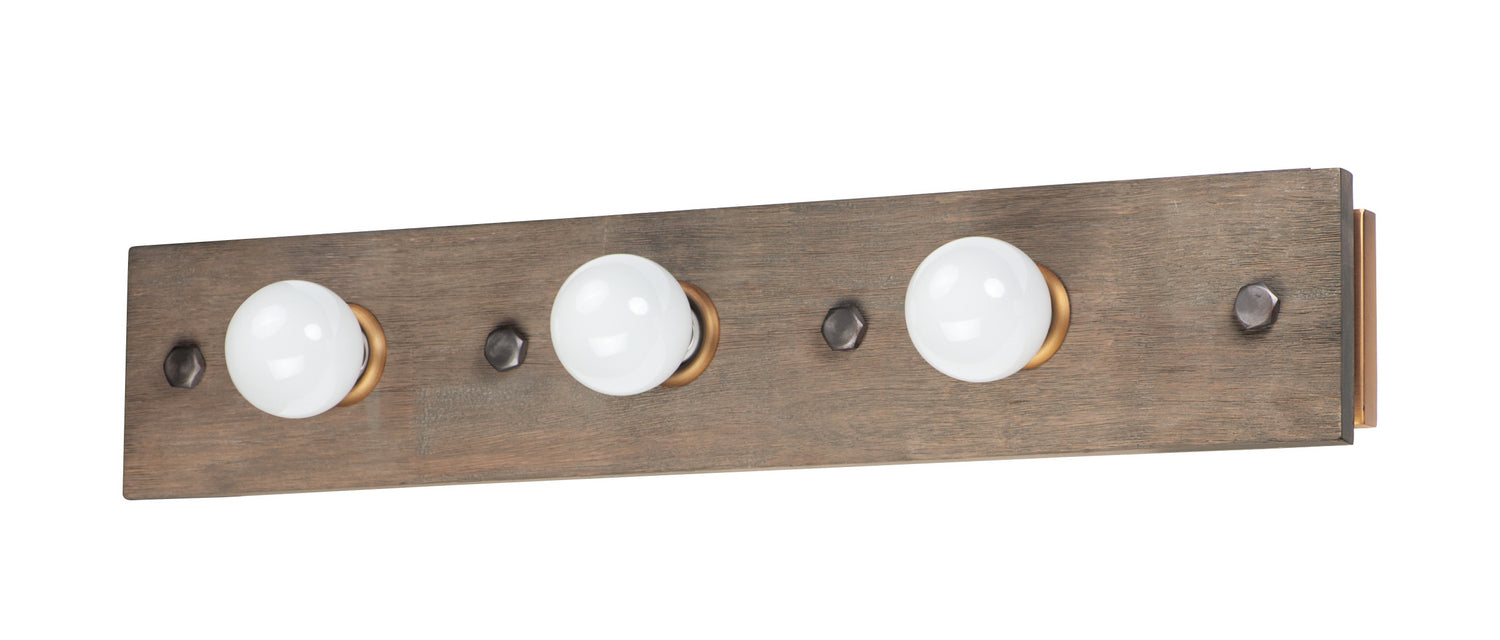 Maxim 25243WWDAB Three Light Bath Vanity, Weathered Wood / Antique Brass
