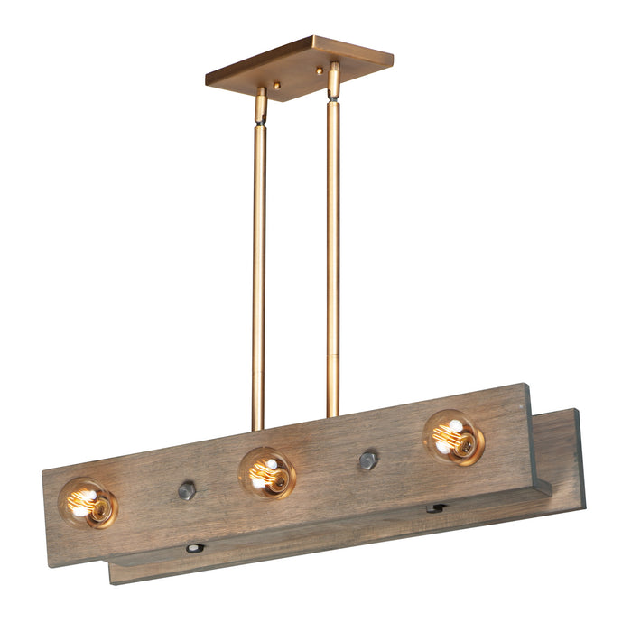 Maxim 25246WWDAB Six Light Pendant, Weathered Wood / Antique Brass