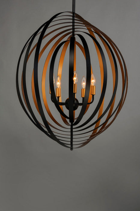 Maxim 28675BKGLD Five Light Pendant, Black / Gold