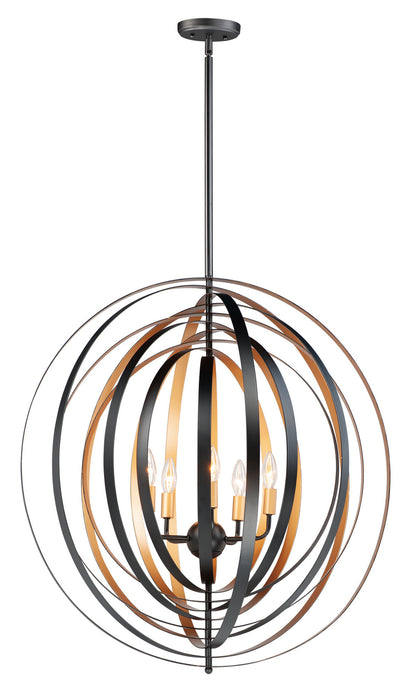Maxim 28675BKGLD Five Light Pendant, Black / Gold