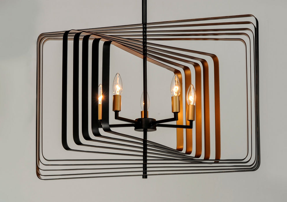 Maxim 28677BKGLD Five Light Pendant, Black / Gold