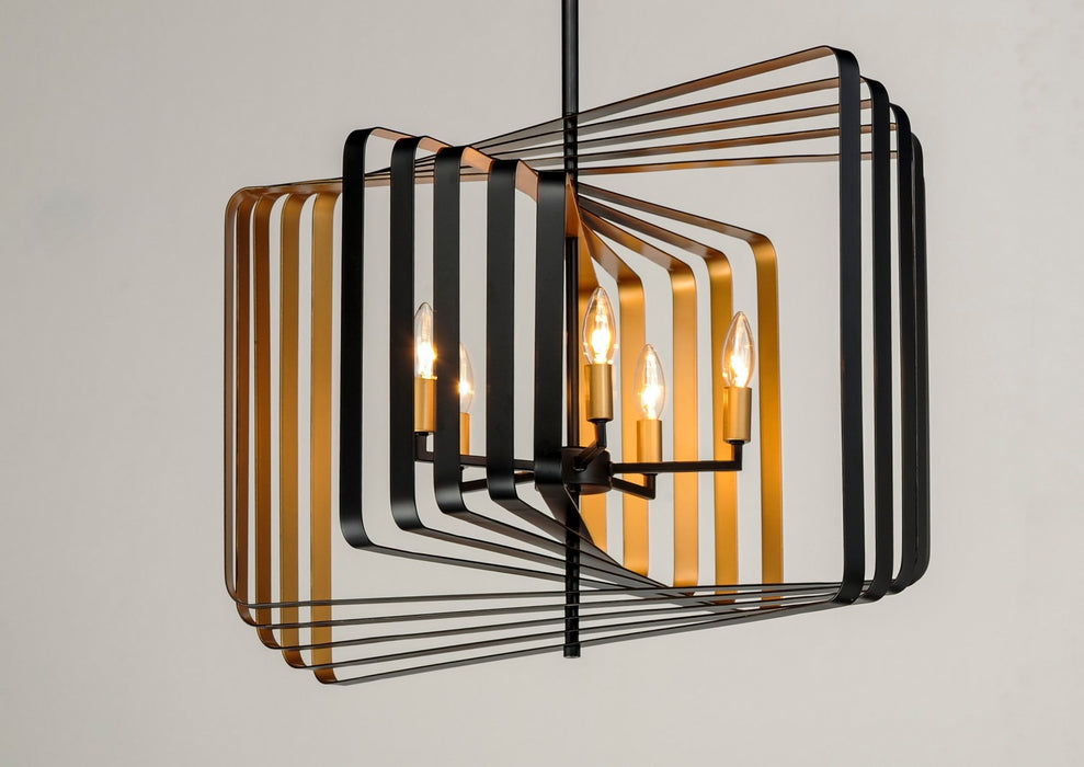 Maxim 28677BKGLD Five Light Pendant, Black / Gold