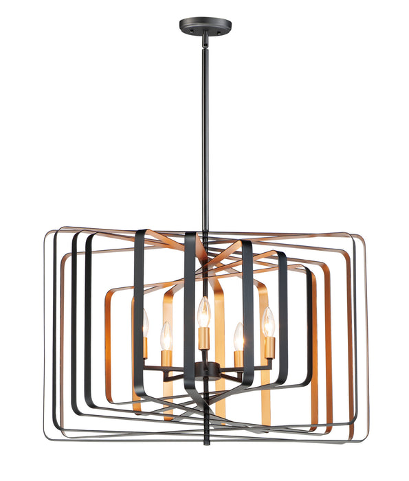 Maxim 28677BKGLD Five Light Pendant, Black / Gold