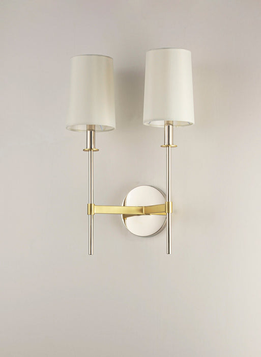 Maxim 32392OFSBRPN Two Light Wall Sconce, Satin Brass / Polished Nickel