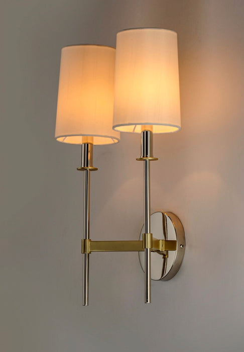 Maxim 32392OFSBRPN Two Light Wall Sconce, Satin Brass / Polished Nickel