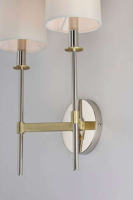 Maxim 32392OFSBRPN Two Light Wall Sconce, Satin Brass / Polished Nickel