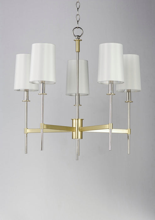 Maxim 32395OFSBRPN Five Light Chandelier, Satin Brass / Polished Nickel