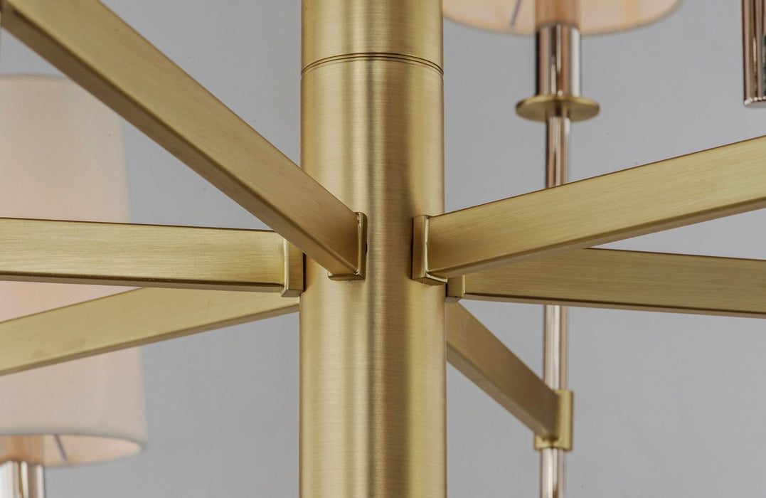 Maxim 32395OFSBRPN Five Light Chandelier, Satin Brass / Polished Nickel