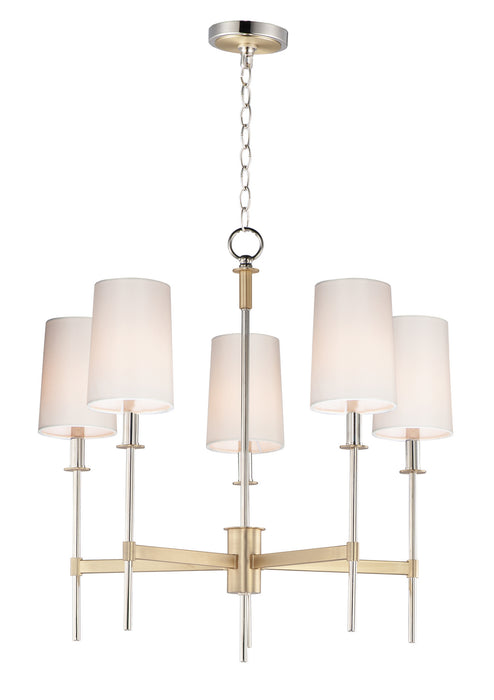 Maxim 32395OFSBRPN Five Light Chandelier, Satin Brass / Polished Nickel