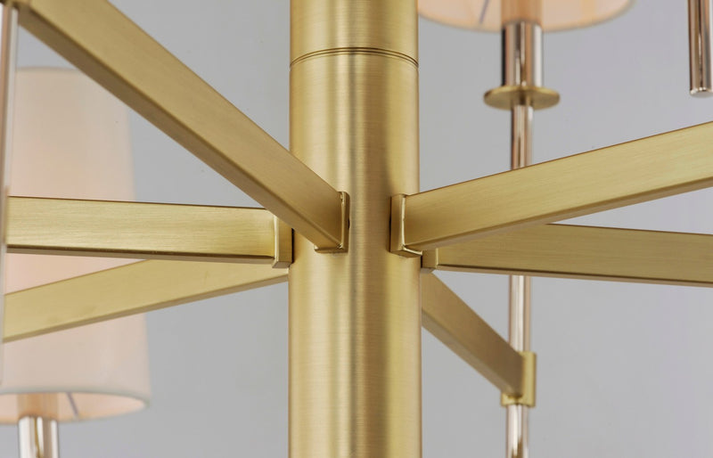 Maxim 32398OFSBRPN Eight Light Chandelier, Satin Brass / Polished Nickel