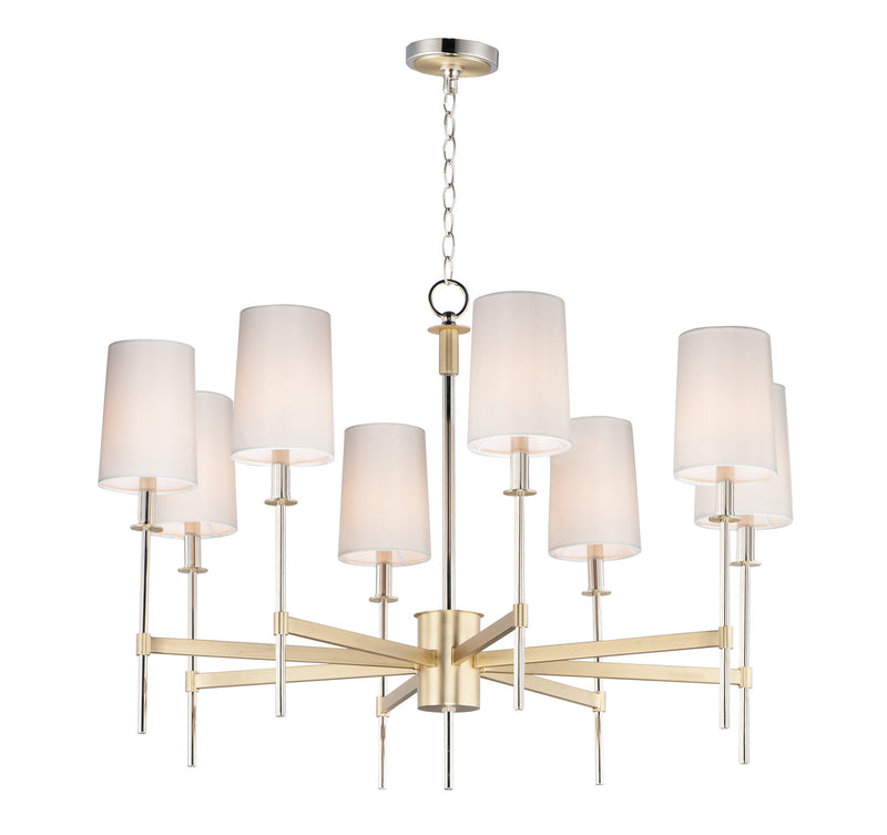 Maxim 32398OFSBRPN Eight Light Chandelier, Satin Brass / Polished Nickel